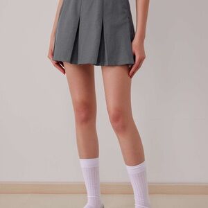 Gray Pleated Mini Skirt